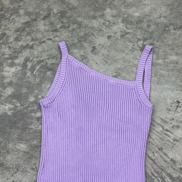 Michael Costello x Revolve Amari Ribbed Dress Light Purple Sz L Rayon Nylon - Picture 5 of 11